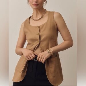 NWOT Maeve Camel Brown Button-Up Vest